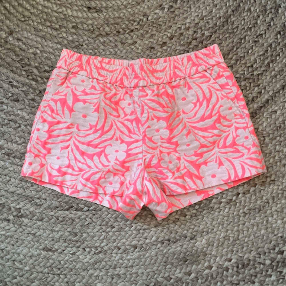 J. Crew Neon Coral and Cream shorts 🌺
